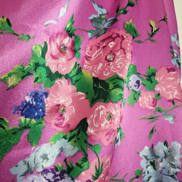 Vintage y2k Xhiliration pink floral girlie satin feel midi skirt size large - Picture 4 of 7